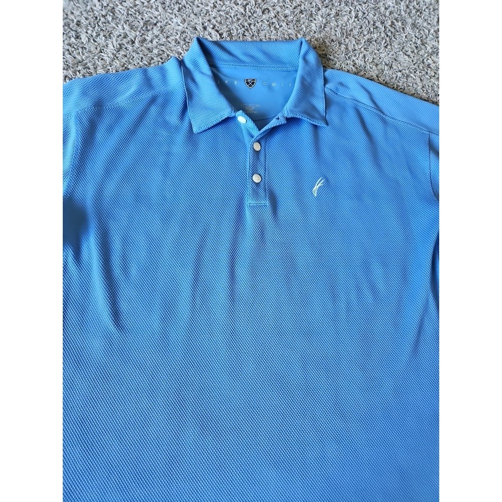 Nike Polo Shirt Mens Large Blue Sphere Dry Golf Athletic Performance Top Logo